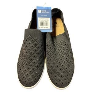 White Mountain Knit Stretch Bling Sneakers - New with Tags! 9 Black